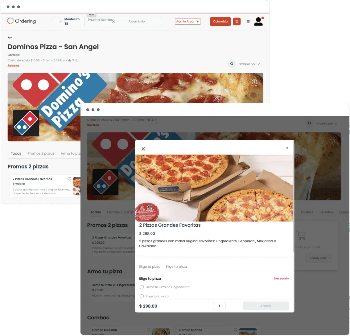 Pizza options in the Domino’s Mexico and Colombia call center.